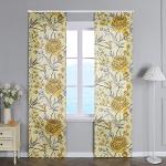 Gelbe Blumenmuster Schiebegardinen & Schiebevorhänge aus Polyester mit Klettband 2-teilig 