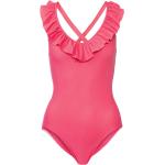 Pinke Esmara Damenbadeanzüge mit Volants ohne Verschluss aus Polyester mit Kreuzträgern Größe S 