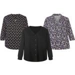Schwarze 3/4-ärmelige Esmara V-Ausschnitt Tunika-Blusen aus Viskose für Damen für den für den Sommer 