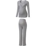 Dunkelgraue Esmara V-Ausschnitt Umstandspyjamas aus Baumwolle für Damen Größe M 