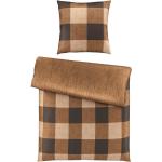 Braune Karo Esposa Wendebettwäsche mit Reißverschluss aus Baumwolle 135x220 2-teilig 