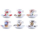 Bunte Moderne Zeller Faces Espresso-Sets aus Porzellan 12-teilig 6 Personen 