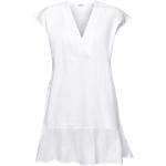 Weiße Elegante Ärmellose Esprit Mini V-Ausschnitt Schößchen-Kleider aus Baumwolle für Damen Größe S 