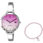 Silberne Esprit One Quarz Stahlarmbanduhren poliert mit Analog-Zifferblatt mit Mineralglas-Uhrenglas für Damen 