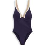 Marineblaue Sportliche Esprit V-Ausschnitt Damenbadeanzüge mit Meer-Motiv ohne Bügel Größe S 