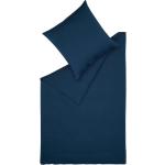 Dunkelblaue Unifarbene Esprit bügelfreie Bettwäsche mit Reißverschluss aus Jersey trocknergeeignet 155x220 
