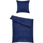 Dunkelblaue Unifarbene Esprit bügelfreie Bettwäsche mit Reißverschluss aus Jersey trocknergeeignet 135x200 