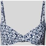 Dunkelblaue Blumenmuster Esprit Bikini-Tops mit Meer-Motiv aus Polyamid mit verstellbaren Trägern für Damen Größe S 
