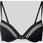Schwarze Gestreifte Esprit Bondi Bikini-Tops aus Polyamid mit verstellbaren Trägern für Damen Größe S 