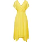 Gelbe Esprit Maxi V-Ausschnitt Chiffonkleider aus Chiffon für Damen Größe XL 