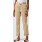 Sandfarbene Unifarbene Business Esprit Business-Hosen mit Gürtel mit Reißverschluss aus Baumwollmischung für Damen Größe XS Weite 40, Länge 32 