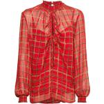 Rote Karo Esprit Collection Stehkragen Transparente Blusen & durchsichtige Blusen durchsichtig für Damen Größe XL 