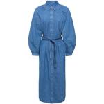 Blaue Langärmelige Esprit Collection Herbstkleider aus Baumwolle für Damen Größe L 