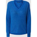 Reduzierte Royalblaue Esprit Collection V-Ausschnitt Strickpullover aus Wolle für Damen Größe XL für den für den Herbst 