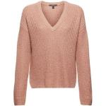 Reduzierte Pinke Langärmelige Esprit Collection V-Ausschnitt Wollpullover mit Glitzer mit Kapuze für Damen Größe L 