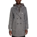 Graue Esprit Collection Kapuzenmäntel mit Reißverschluss aus Wolle mit Kapuze für Damen Größe XS für den für den Winter 