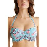 Türkise Esprit Bandeau Bikinitops mit Meer-Motiv gepolstert für Damen Größe M Große Größen 