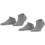 ESPRIT Damen Sneakersocken Uni 2-Pack W SN Baumwolle kurz einfarbig 2 Paar, Grau (Light Grey Melange 3390), 35-38