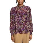 Violette Blumenmuster Esprit Festliche Blusen mit Rüschen aus Chiffon für Damen 