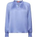 Reduzierte Blaue Esprit V-Ausschnitt Festliche Blusen Gesmokte aus Viskose für Damen Größe XS 