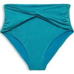 Reduzierte Cyanblaue Esprit High Waist Bikinihosen mit Glitzer aus Polyamid für Damen Größe S 
