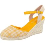 Reduzierte Gelbe Esprit Runde Keilabsatz Damensandaletten mit Riemchen aus Textil für den für den Sommer 
