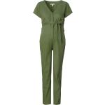 Olivgrüne V-Ausschnitt Umstandsjumpsuits mit Knopf aus Baumwolle für Damen Größe S 