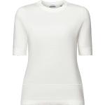 Weiße Kurzärmelige Esprit Rundhals-Ausschnitt Strickpullover für Damen 