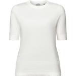 Weiße Kurzärmelige Esprit Rundhals-Ausschnitt Rundhals-Pullover für Damen 