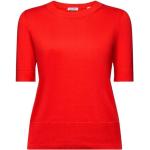 Rote Kurzärmelige Esprit Rundhals-Ausschnitt Strickpullover für Damen 