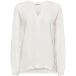 Reduzierte Weiße Langärmelige Esprit V-Ausschnitt V-Shirts aus Viskose für Damen Größe M 