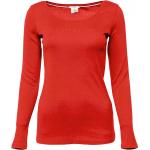 Rote Unifarbene Langärmelige Esprit Rundhals-Ausschnitt Damenlongsleeves & Damenlangarmshirts aus Baumwolle Größe L 