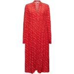Reduzierte Rote Langärmelige Esprit Midi Nachhaltige Midikleider & knielange Kleider aus Viskose für Damen Größe XS 