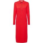 Rote Langärmelige Esprit Midi Midikleider & knielange Kleider aus Baumwolle für Damen Größe L 