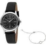 Schwarze Wasserdichte Esprit Quarz Damenarmbanduhren mit Analog-Zifferblatt mit Mineralglas-Uhrenglas mit Metallarmband 