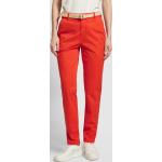 Rote Unifarbene Esprit Stoffhosen mit Gürtel aus Baumwollmischung für Damen Größe XS Weite 38, Länge 32 