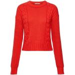 Reduzierte Rote Langärmelige Esprit Rundhals-Ausschnitt Zopfpullover mit Kapuze für Damen Größe XS für den für den Herbst 