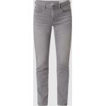 Hellgraue Esprit Bio Slim Fit Jeans mit Reißverschluss aus Baumwolle für Damen Weite 33, Länge 30 