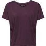 Auberginefarbene Unifarbene Sportliche Kurzärmelige Esprit Sports V-Ausschnitt T-Shirts aus Jersey für Damen Größe S 1-teilig 