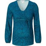 Blaue V-Ausschnitt Stillhemden Gesmokte aus Viskose für Damen Größe M 