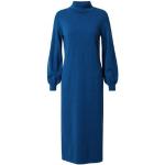 Royalblaue Unifarbene Langärmelige Esprit Strickkleider aus Baumwolle für Damen Größe M 