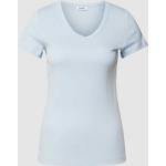 Hellblaue Esprit V-Ausschnitt T-Shirts aus Baumwolle für Damen Größe L 