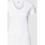 Offwhitefarbene Esprit V-Ausschnitt T-Shirts aus Baumwolle für Damen Größe M 