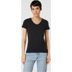 Schwarze Esprit V-Ausschnitt T-Shirts aus Baumwolle für Damen Übergrößen 