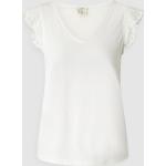 Offwhitefarbene Esprit V-Ausschnitt V-Shirts aus Baumwolle für Damen Größe XS 
