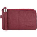 Rote Esquire Damenschlüsseletuis & Damenschlüsseltaschen mit Reißverschluss aus Leder 