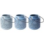 Blaue Esschert Design Teelichthalter glänzend aus Keramik 