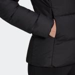 Schwarze Wasserdichte adidas Essentials Leichte Daunenjacken & Sommerdaunenjacken mit Reißverschluss für Damen Größe L für den für den Winter 