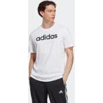 Schwarze Bestickte adidas Essentials Linear T-Shirts aus Jersey für Herren Größe M 