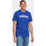 Blaue Bestickte adidas Essentials Linear T-Shirts aus Jersey für Herren Größe S 
